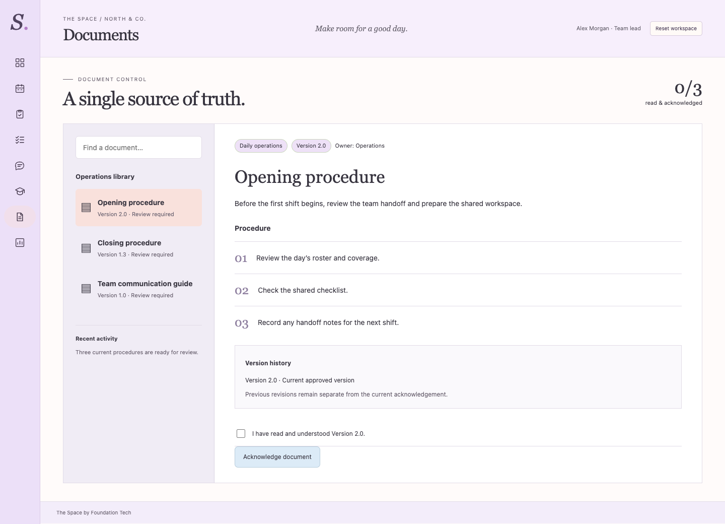 The Space sample procedure library